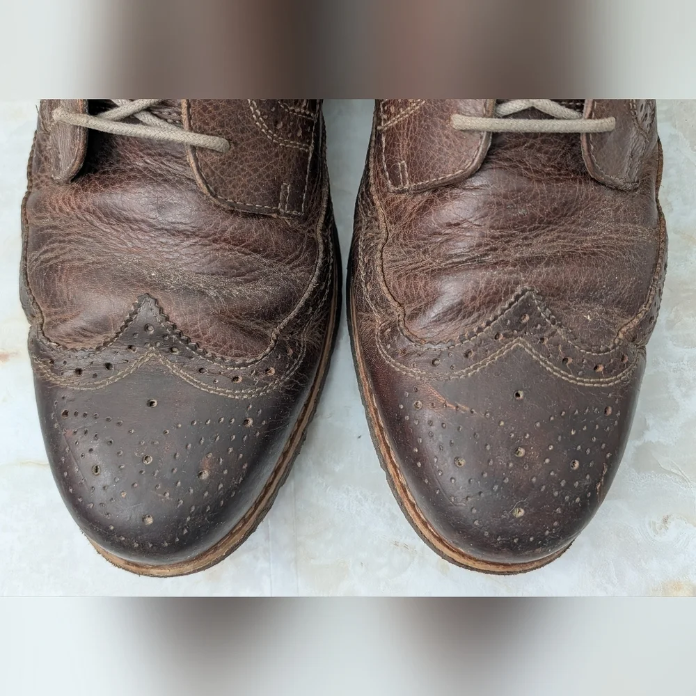 Bass Brown Leather Upper Wingtip Boots Men Sz 13